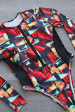 Colour Sexy Print Hollowed Out Split Joint Swimwears