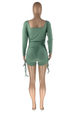 Pink Sexy Solid Patchwork Square Collar Skinny Rompers