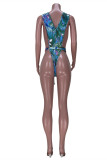 Red Fashion Sexy Print Backless Swimwears