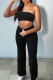 Black Sexy Casual Solid Backless Strapless Sleeveless Two Pieces