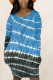 Sky Blue Street Patchwork Tie-dye O Neck Ball Gown Dresses