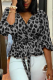 Grey Street Leopard Bandage V Neck Tops