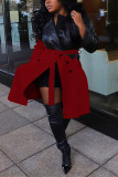 Red Fashion Casual Patchwork Patchwork Turndown Collar Outerwear