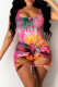 Rose Red Fashion Sexy Print Backless Strap Design Swimwears