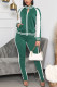 Green Casual Solid Zipper Collar Long Sleeve Two Pieces