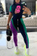 Multicolor Casual Print Patchwork O Neck Short Sleeve Two Pieces