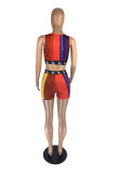 Red Fashion Casual Print Basic U Neck Sleeveless Two Pieces