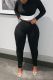 Black Casual Solid Patchwork Turtleneck Long Sleeve Two Pieces