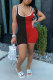 Black and red Fashion Casual Patchwork Solid Sleeveless Slip Jumpsuits