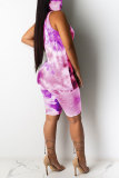 purple Fashion Celebrities adult Patchwork Print Tie Dye Two Piece Suits Straight Sleeveless Two Pieces