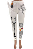 White Fashion Casual Adult Print Loose Bottoms