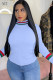 White O Neck Long Sleeve Print Patchwork Long Sleeve Tops