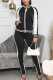 Black Casual Solid Zipper Collar Long Sleeve Two Pieces