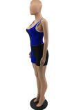 Grey Casual Sportswear Patchwork Basic U Neck Sleeveless Two Pieces