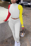 Multicolor Street Print Patchwork O Neck Long Sleeve Two Pieces
