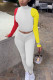 White Street Print Patchwork O Neck Long Sleeve Two Pieces