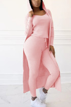 Pink Casual Solid Split Joint O Neck Long Sleeve Regular Sleeve Two Pieces