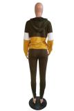 Yellow Fashion adult Casual Two Piece Suits Patchwork Zippered pencil Long Sleeve