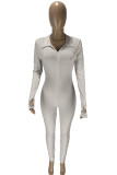 Apricot Sexy Letter Embroidered Patchwork O Neck Regular Jumpsuits