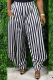 Black White Street Striped Patchwork Loose High Waist Wide Leg Patchwork Bottoms