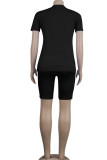 White Fashion Sexy adult Ma'am Letter Patchwork Print head portrait Two Piece Suits pencil Short Sleeve Two Pieces