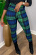 Green Casual Plaid Patchwork Skinny Pencil Bottoms