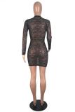 Pink Lace Sexy Cap Sleeve Long Sleeves O neck Step Skirt Mini Leopard Club Dresses