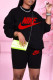 Black Fashion Casual Letter Print Basic O Neck Long Sleeve Two Pieces