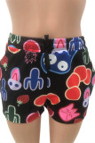 Multicolor Fashion Casual Print Basic Regular Mid Waist Shorts
