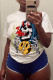 White Fashion Casual Print Basic O Neck Tops