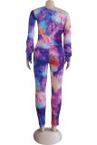 Pink Cotton Sexy Two Piece Suits Print pencil Long Sleeve