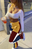 Multicolor Sportswear Patchwork Mid Waist Bottoms