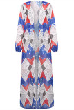 Blue Fashion Sexy Print Basic Swimwears