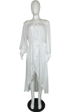 White Casual Solid Patchwork Off the Shoulder Irregular Dress Dresses