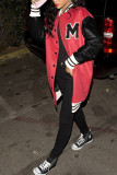 Pink Fashion Casual Patchwork Patchwork Outerwear