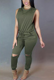 Fruit green Fashion Sexy Solid Sleeveless O Neck Jumpsuits