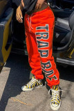 Blue Casual Sportswear Letter Print Letter Regular Trousers