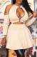 Khaki Street Solid Split Joint Zipper Collar Long Sleeve Two Pieces