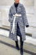Black Plaid Turndown Collar Outerwear