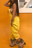 Yellow Street Solid Straight Jumpsuits