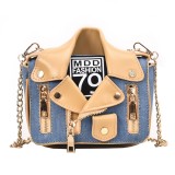 Dark Blue Fashion Casual Patchwork Chain Strap Crossbody Bag