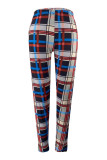 Multicolor Casual Plaid Print Patchwork Straight Low Waist Bottoms