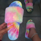 Colour Fashion Solid Color Out Door Plush Slippers