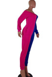 multicolor Sexy Patchwork one word collar Jumpsuits