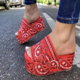 Tangerine Red Fashion Street Patchwork Fish Mouth Out Door Shoes