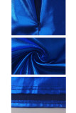 Blue PU Zipper Fly Sleeveless Mid Zippered Solid Patchwork Boot Cut Pants