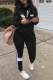 Black Casual Print Patchwork Turtleneck Long Sleeve Two Pieces