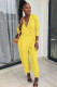 Yellow street Solid Patchwork Long Sleeve V Neck Jumpsuits