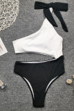 Black White Sexy Patchwork With Bow Swimwears
