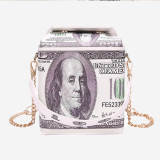 Blue Fashion Casual Print Crossbody Bag